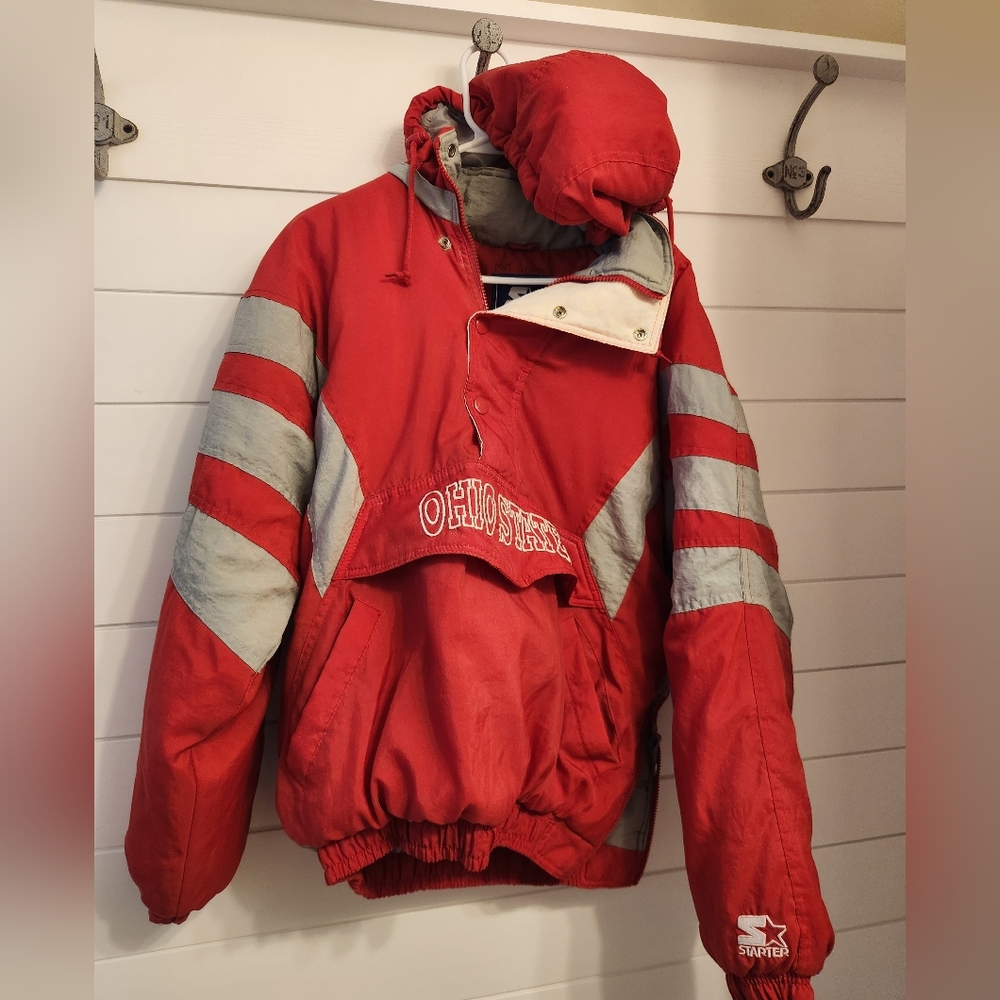 90s Ohio State Scarlet and Gray Starter Jacket Medium